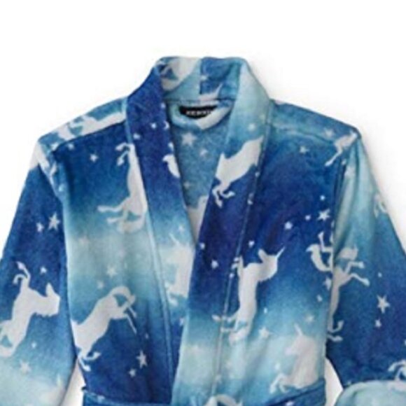 Joe Boxer Girls' Blue Unicorn Plush Fleece Robe - XS, New - Picture 4 of 5